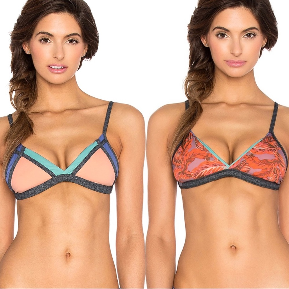 Revolve Maaji Peach Collage Reversible Bikini Top